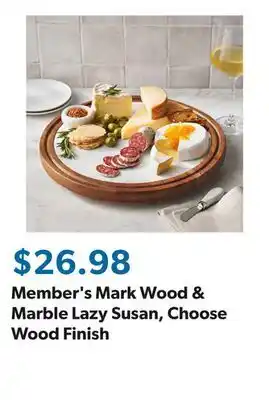 Sam's Club Member's Mark Wood & Marble Lazy Susan, Choose Wood Finish offer
