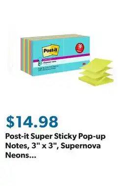 Sam's Club Post-it Super Sticky Pop-up Notes, 3 x 3, Supernova Neons Collection, 16 Pack, 1,440 Total Sheets offer