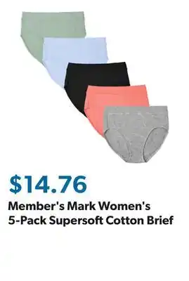 Sam's Club Member's Mark Women's 5-Pack Supersoft Cotton Brief offer