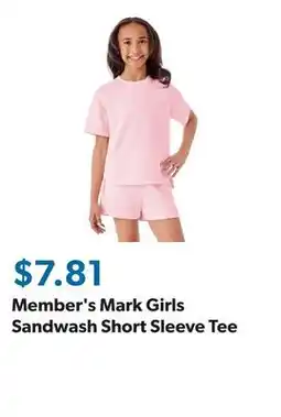 Sam's Club Member's Mark Girls Sandwash Short Sleeve Tee offer