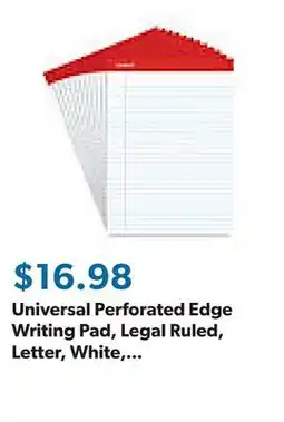 Sam's Club Universal Perforated Edge Writing Pad, Legal Ruled, Letter, White, 50-Sheet Pads, 12ct offer