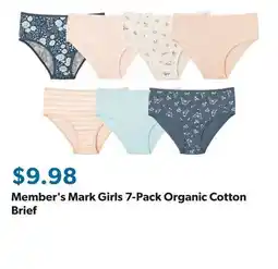 Sam's Club Member's Mark Girls 7-Pack Organic Cotton Brief offer