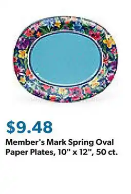 Sam's Club Member's Mark Spring Oval Paper Plates, 10 x 12, 50 ct offer