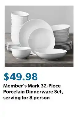 Sam's Club Member's Mark 32-Piece Porcelain Dinnerware Set, serving for 8 person offer