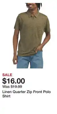 TJ Maxx Linen Quarter Zip Front Polo Shirt offer
