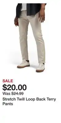 TJ Maxx Stretch Twill Loop Back Terry Pants offer