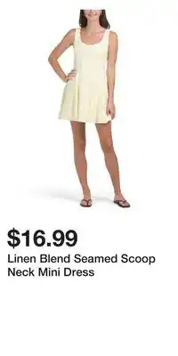 TJ Maxx Linen Blend Seamed Scoop Neck Mini Dress offer