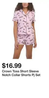 TJ Maxx Crown Toss Short Sleeve Notch Collar Shorts Pj Set offer