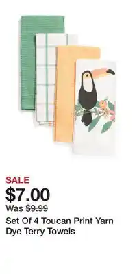 TJ Maxx Set Of 4 Toucan Print Yarn Dye Terry Towels offer