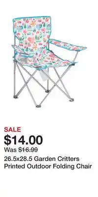 TJ Maxx 26.5x28.5 Garden Critters Printed Outdoor Folding Chair offer