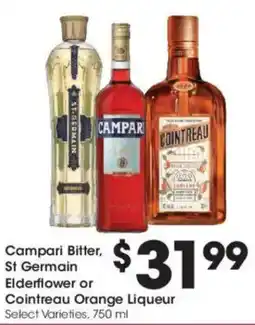 Kroger Campari bitter, st germain elderflower or cointreau orange liqueur offer