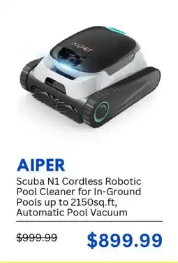 Best Buy Aiper Scuba N1 Cordless Robotic Pool Cleaner for In-Ground Pools up to 2150sq.ft, Automatic Pool Vacuum offer