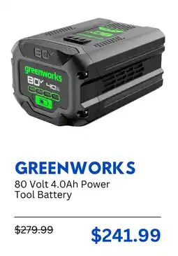 Best Buy Greenworks 80 Volt 4.0Ah Power offer