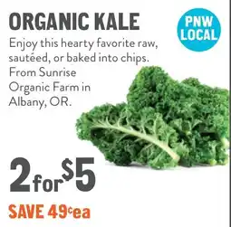 New Seasons Market Organic kale offer