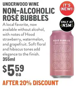 New Seasons Market Underwood wine non-alcoholic new! rosé bubbles offer