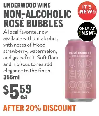 New Seasons Market Underwood wine non-alcoholic new! rosé bubbles offer