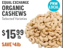 New Seasons Market Equal exchange organic cashews offer