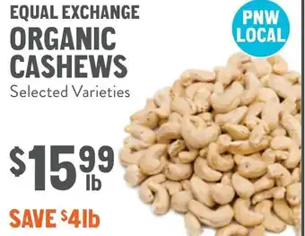 New Seasons Market Equal exchange organic cashews offer
