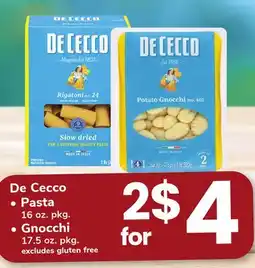 ACME De Cecco Pasta 16 oz. pkg., Gnocchi 17.5 oz. pkg offer