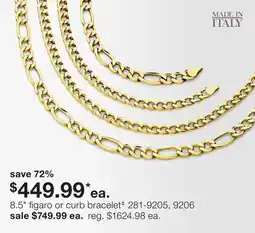JC Penney 8.5 figaro or curb bracelet‡ offer