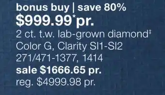 JC Penney 2 ct. t.w. lab-grown diamond‡ Color G, Clarity SI1-SI2 offer