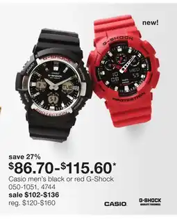 JC Penney Casio men's black or red G-Shock offer
