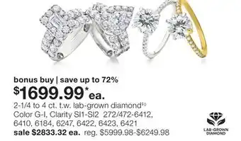 JC Penney 2-1/4 to 4 ct. t.w. lab-grown diamond‡◊ offer
