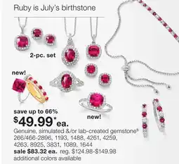 JC Penney Genuine, simulated &/or lab-created gemstone§ offer