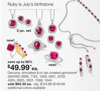 JC Penney Genuine, simulated &/or lab-created gemstone§ offer