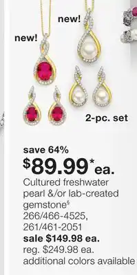 JC Penney Cultured freshwater pearl &/or lab-created gemstone§ offer