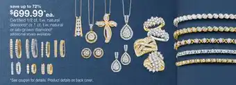 JC Penney Certified 1/2 ct. t.w. natural diamond◊ or 1 ct. t.w. natural or lab-grown diamond‡ offer