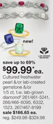 JC Penney Cultured freshwater pearl &/or lab-created gemstone &/or 1/5 ct. t. w. lab-grown diamond§ offer