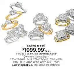 JC Penney 1-1/3 to 2 ct. t.w. lab-grown diamond‡ Color G-I, Clarity SI2-I1 offer