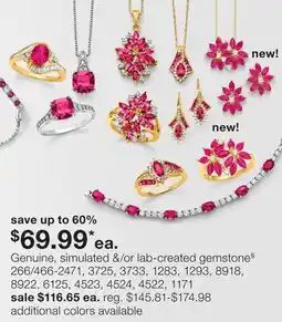 JC Penney Genuine, simulated &/or lab-created gemstone§ offer