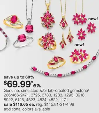 JC Penney Genuine, simulated &/or lab-created gemstone§ offer