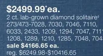 JC Penney 2 ct. lab-grown diamond solitaire◊ offer
