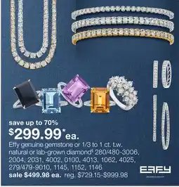 JC Penney Effy genuine gemstone or 1/3 to 1 ct. t.w. natural or lab-grown diamond§ offer