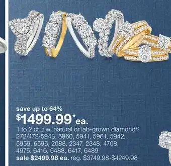 JC Penney 1 to 2 ct. t.w. natural or lab-grown diamond‡◊ offer