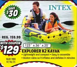 Big 5 Intex Explorer K2 Inflatable Kayak with 2 Aluminum Oars and Pump - 2-Person offer