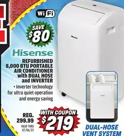 Big 5 Hisense Refurbished 8,000 BTU Portable Air Conditioner with Dual Hose and Inverter offer