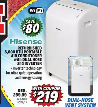 Big 5 Hisense Refurbished 8,000 BTU Portable Air Conditioner with Dual Hose and Inverter offer