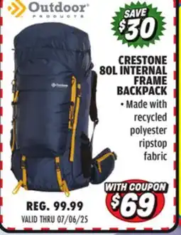 Big 5 Outdoor Products Crestone 80L Internal Frame Backpack offer