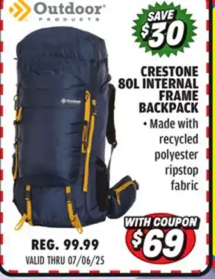 Big 5 Outdoor Products Crestone 80L Internal Frame Backpack offer