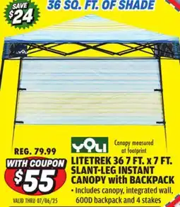 Big 5 Yoli LiteTrek 36 7' x 7' Slant Leg Instant Canopy with Backpack offer