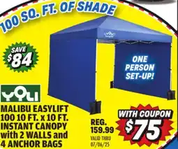 Big 5 Yoli Malibu EasyLift 100 10' x 10' Straight Leg Instant Canopy Value Pack offer
