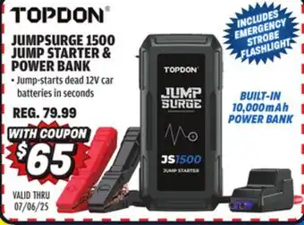 Big 5 TOPDON USA JumpSurge 1500 Jump Starter and Power Bank offer