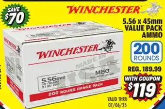 Big 5 Winchester 5.56x45MM 200-Round Value Pack Ammunition offer