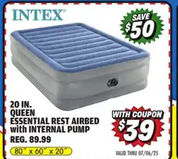 Big 5 Intex 20 Queen Essential Rest Airbed with Internal Pump offer