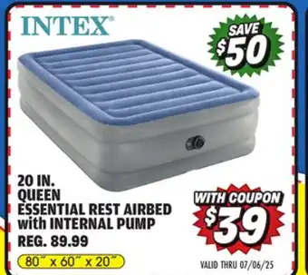 Big 5 Intex 20 Queen Essential Rest Airbed with Internal Pump offer