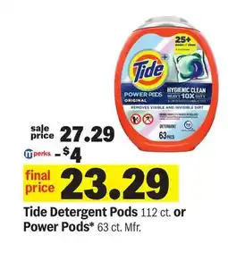Meijer Tide Detergent Pods 112 ct. or Power Pods* 63 ct. Mfr offer